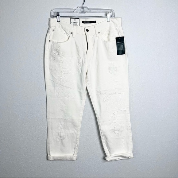 Lauren Ralph Lauren Girlfriend Jeans Women’s 8 Patchwork Embroidered Boyfriend - Picture 1 of 12